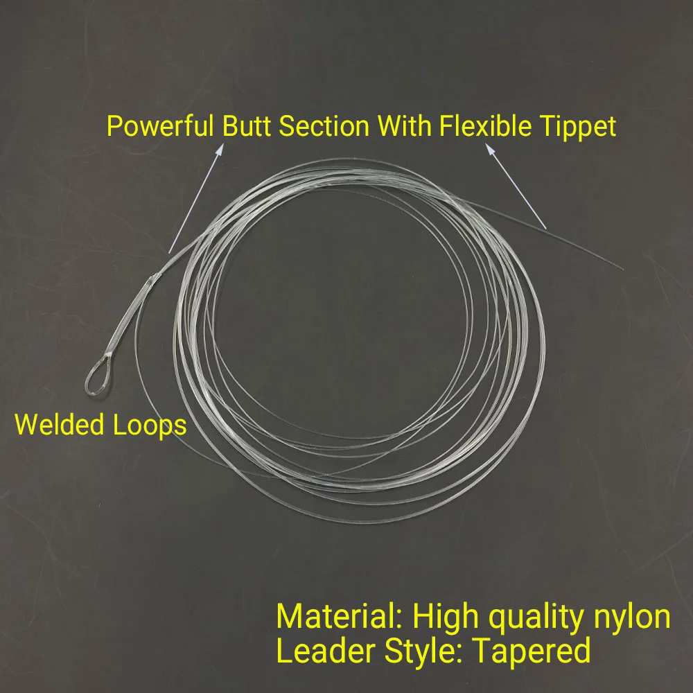 3 Teile/paket 0X ~ 7X Geschweißte Schleife Klar Nylon Tippet Linie 9FT/2,28 M Konische Führer Fliegen angelschnur Fliegen Linie Führer – Detail 2