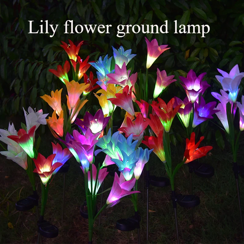 Outdoor Solar Lights With Flowers Ip65 Waterproof Adjustable For Garden Pathway Patio Landscape Decor Dropshipping