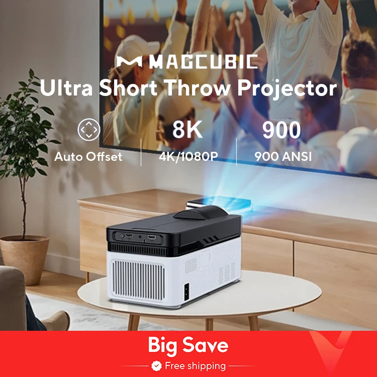 Magcubic Ultra Short Throw HY450 Projector with Auto Offset 8K 4K 1080P 900ANSI BT5.4 Electronic Focus WiFi6 AllwinnerH716 Voice