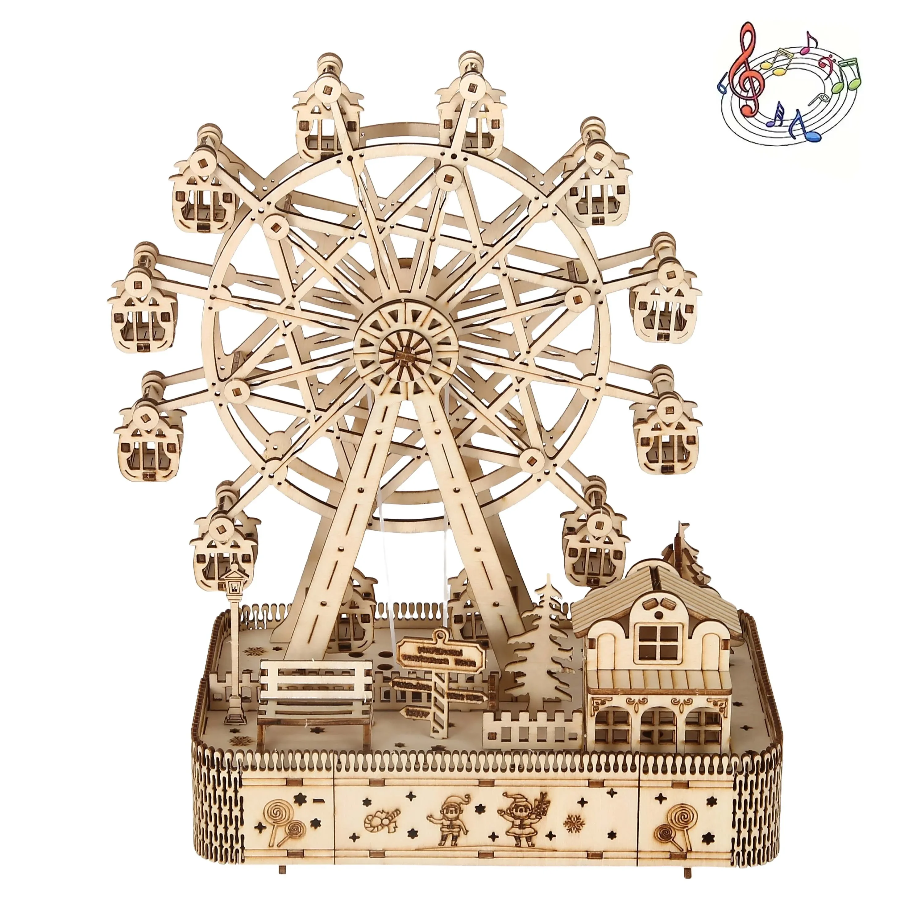 ferris wheel Model DIY 3D Wooden Puzzle Building Block Kits Assembly Toy Birthday Gift For Kids Adult Home Decor