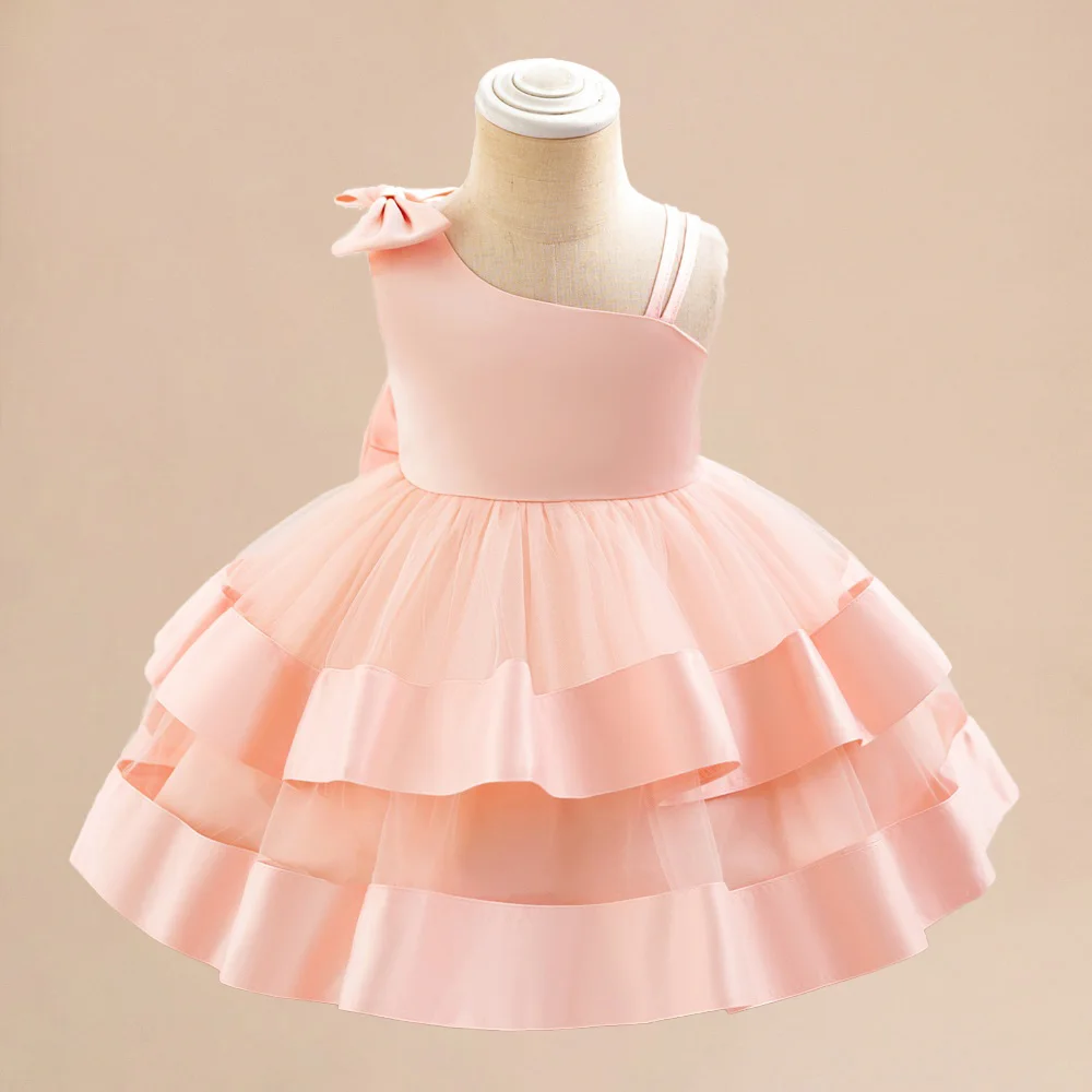 Flower Girls Wedding Party Princess Dresses Kids 1st Birthday Tulle Tutu Gown Toddler Girl Fashion Summer Dress Children Costume