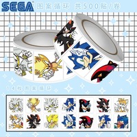500PCS/roll SEGA Game Sonic The Hedgehog Avatar Roll Sticker Classic Peripheral Account Sticker Children's Birthday Gift