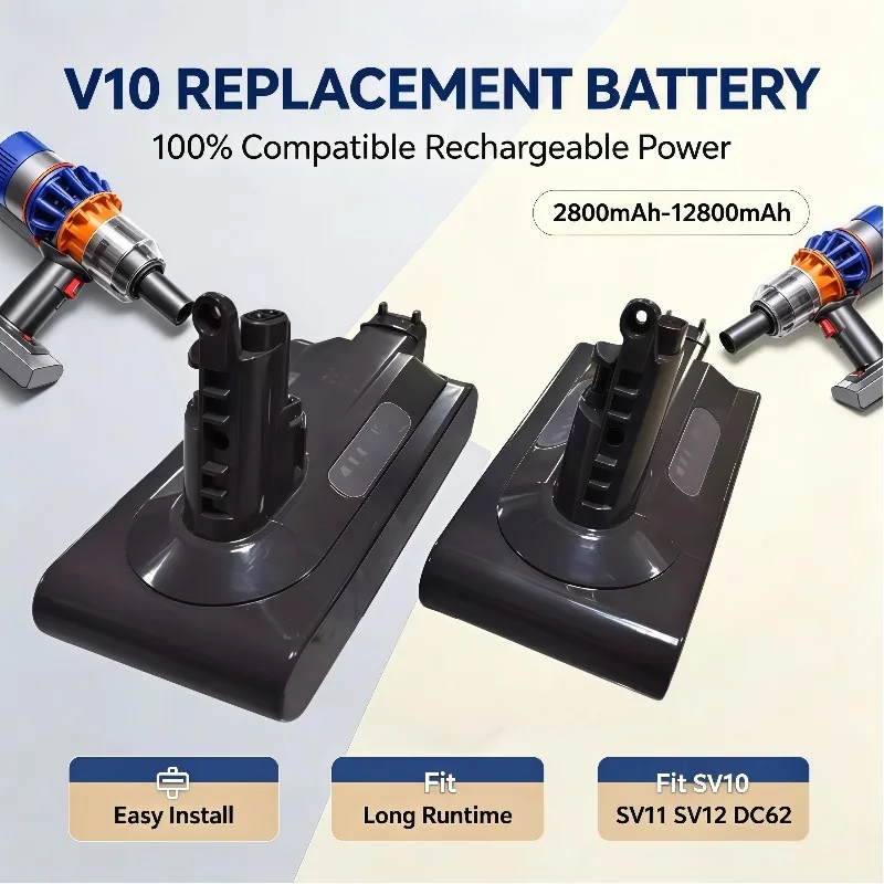 Cordless Vacuum Replacement Battery V10 2800‑12800mAh Lithium Battery Pack For SV12 DC62 SV11 SV10
