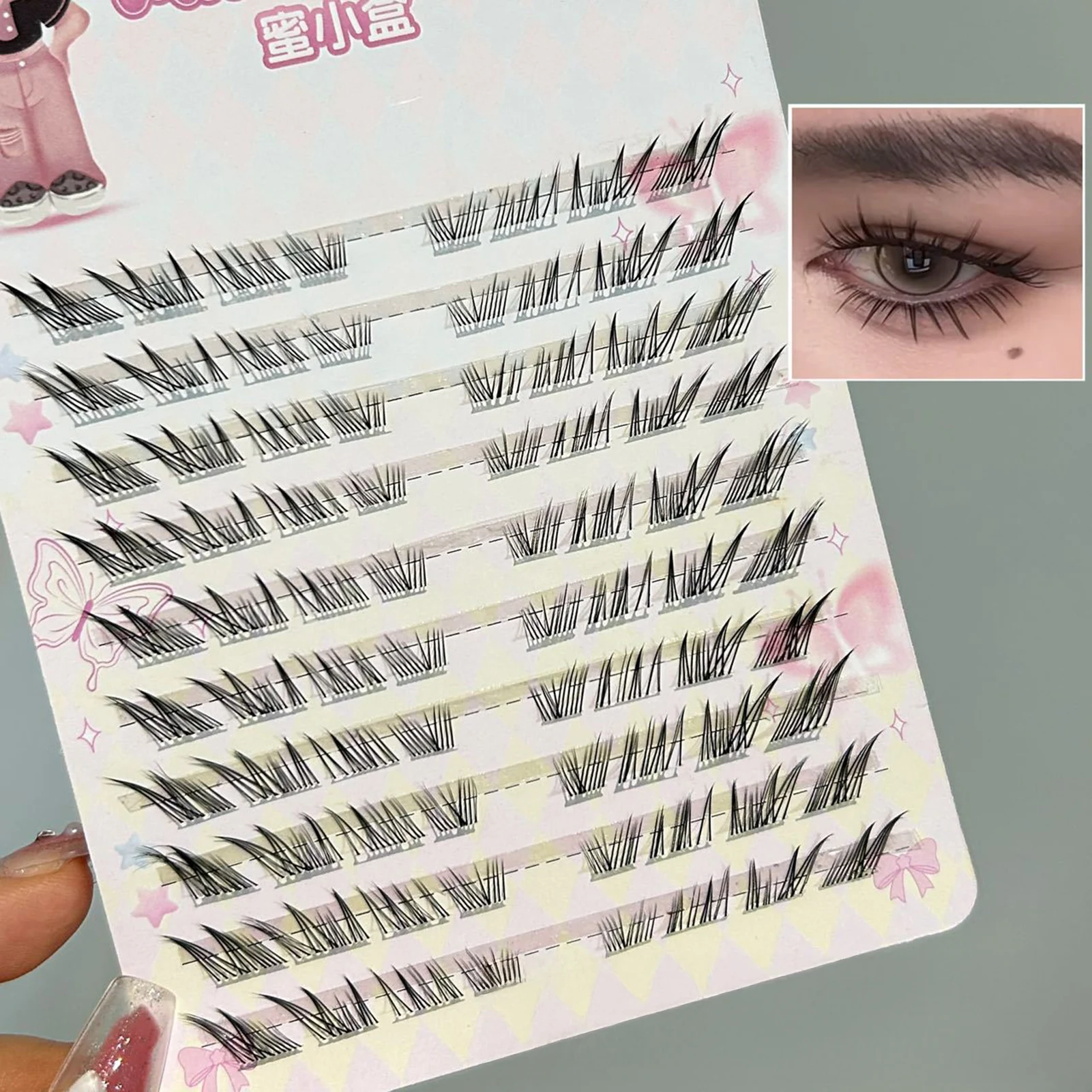 6/10 Rijen Cluster Lash Valse Wimpers Herbruikbare Pluizige Cat Eye Effect Dikke Lange Gesegmenteerde Lash Extension Nertsen Nep Wimpers