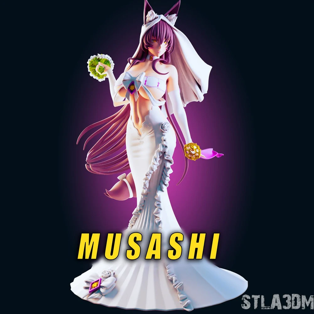 1:24 Musashi Wedding Dress NSFW 3d Print Resin Toy Kit Gk Unpainted Figurine  Diy Unassembled Statue Figures Model Toys