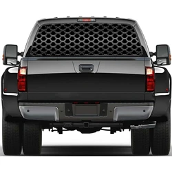 Metallic Hexagon Mesh Pattern Rear Window Decal Fit Pickup,Truck,Car Universal See Through Perforated Back Windows Vinyl Sticker
