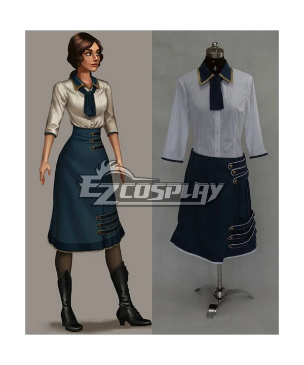 

Bioshock Infinite Elizabeth Blue and White Dress Top Skirt Full Set Halloween Carnival Party Outfits