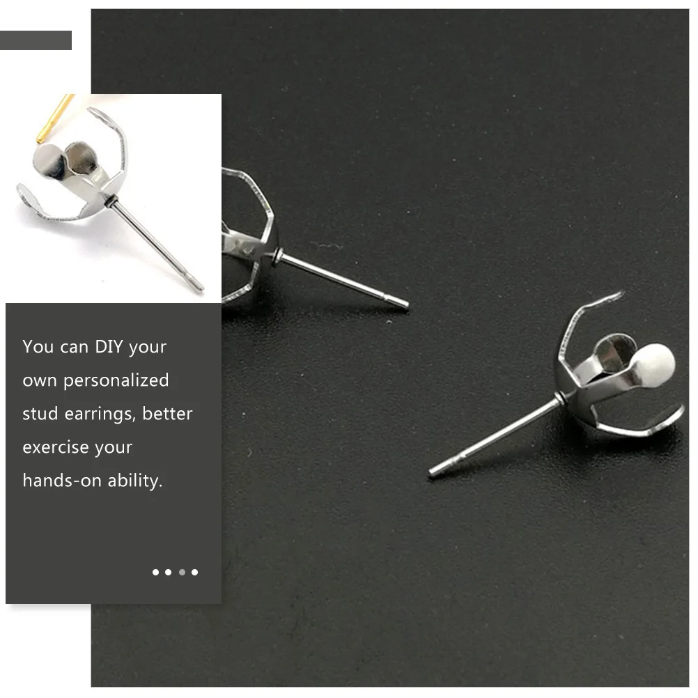 

20pcs Pearl Holder Accessories 10mm Stainless Steel Earring Studs for Jewelry Making DIY Craft Projects Ear Posts