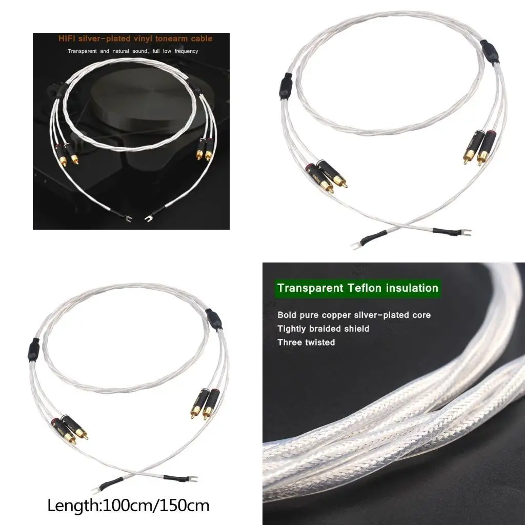 

652F Fever Grade Black Vinyl Record Player Balanced Line Turntable Tone Arm line Tonearm Cable Phono