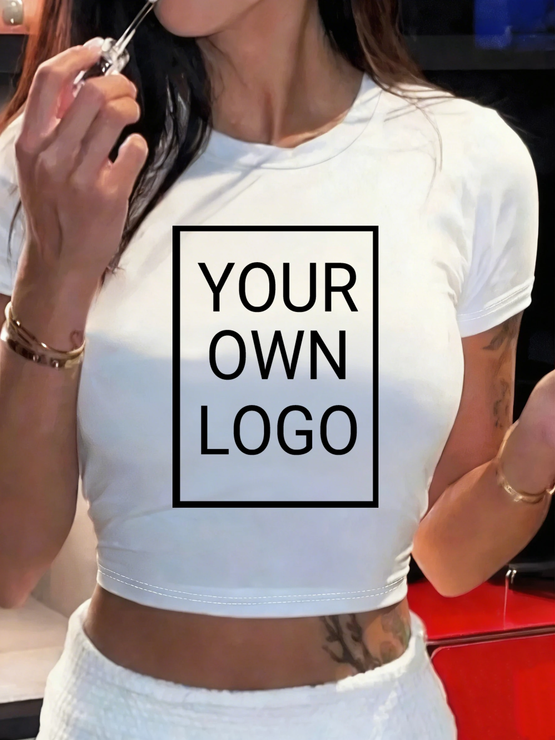 قمصان نسائية صيفية قطنية قابلة للتخصيص بشعار وصورة مخصصة، قميص رياضي نحيف وقابل للتنفس بأكمام قصيرة وياقة دائرية لليوغا والرياضة