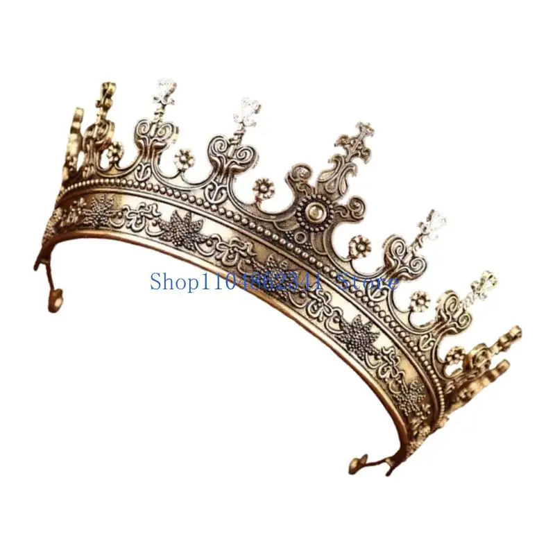 5ASD Baroque Tiaras العصابات المعدنية Crownpiece للعروس حفل الزفاف لتيجان مناسبة رسمية ملحقات رأس المأب