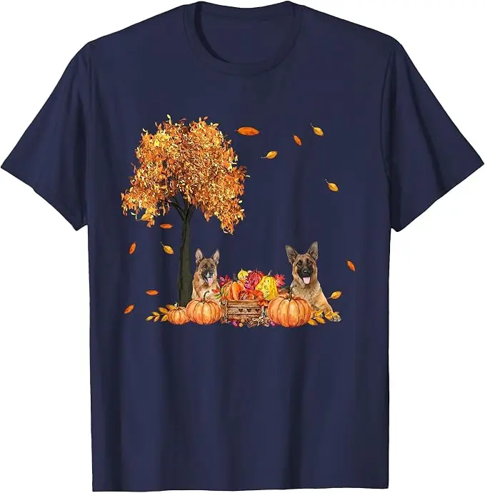 Deutscher Schäferhund Herbstblatt Herbst Hund Thanksgiving Halloween T-Shirt Y2k Hundeliebhaber Ästhetische Kleidung Neuheit Geschenk Weiches Baumwoll-T-Shirt – Detail 18