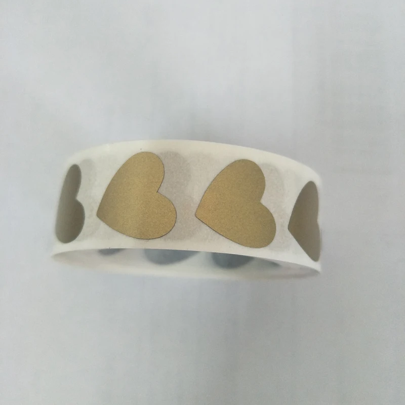 1000pcs 15*15mm Small Size Gold Love Heart Scratch Off Label Sticker For Children Game Card Hand Made Coupons