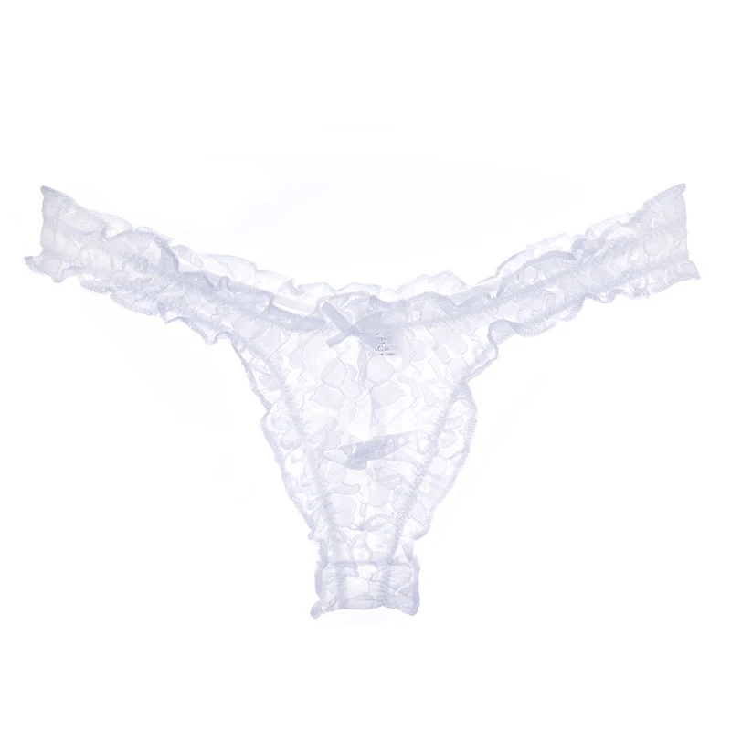 Mens Lace G-string And Thong Sexy Underwear See Through Tanga Bikini String Transparent Male Underpants T-back Panties view 2