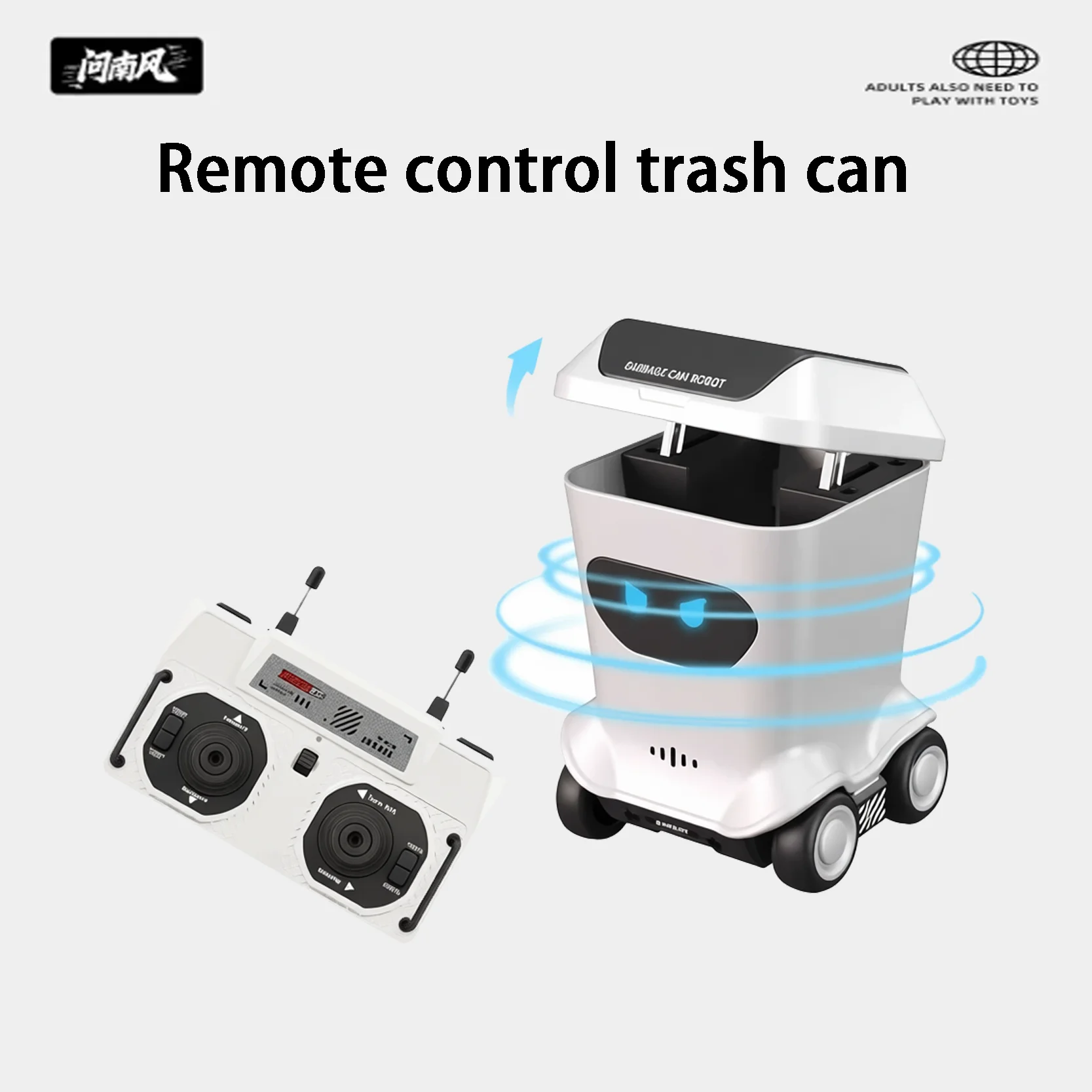 Robot per pattumiera con telecomando originale con occhi a LED e coperchio con apertura automatica per gadget per la casa divertente e intelligente per adulti