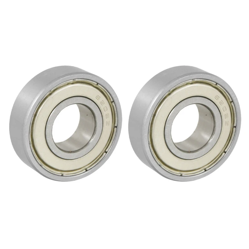 

2X 15X35x11mm Shielded Miniature Deep Groove Ball Radial 6202Z Ball Bearing Silver + White