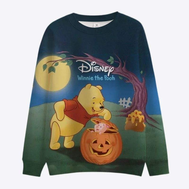 Autumn Horror Halloween Disney Brand Mickey and Minnie Anime Round Neck Fashion Casual Sweater Men\'s Pullover Long Sleeve Top