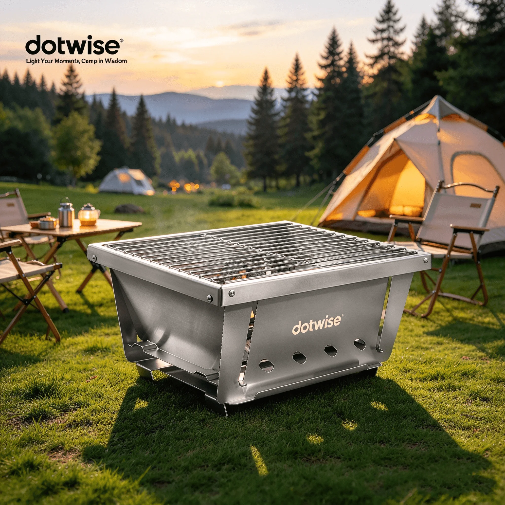 Dotwise Outdoor BBQ Grill Portable Folding Camping Stove IGT Table Stove 304 Stainless Steel Barbecue Grill