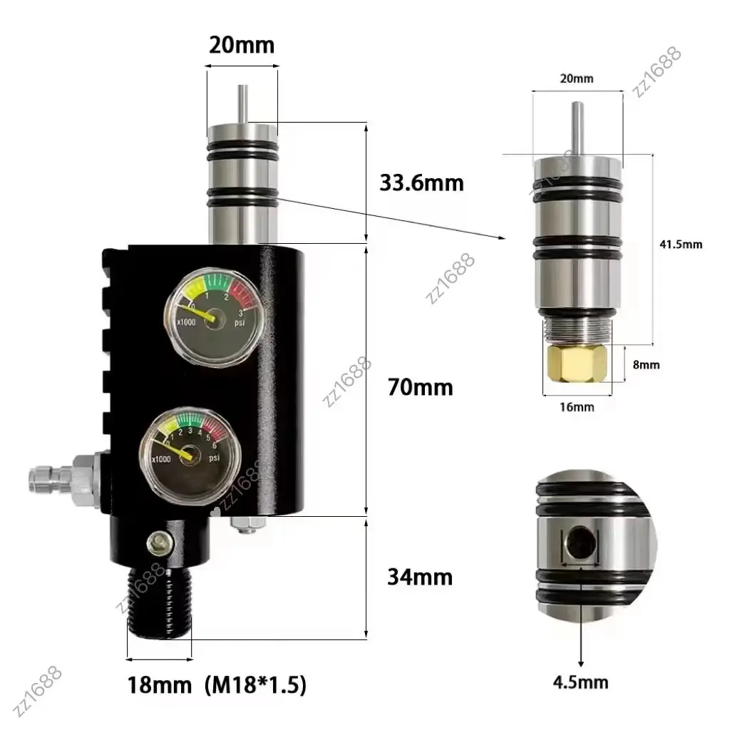 External pressure regulation Z-type 50 valve, pressure 0-30mpa, thread M18 * 1.5mm, pressure control constant pressure valve