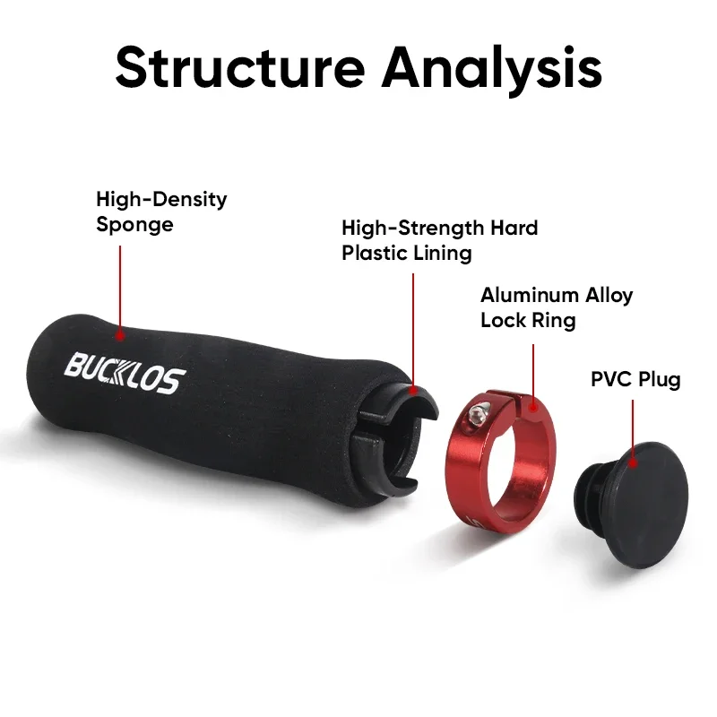 BUCKLOS Fahrradgriffe, weicher Schwamm, MTB-Manschetten, einseitige Verriegelung, Mountainbike-Lenkerabdeckung, rutschfeste Fahrradteile