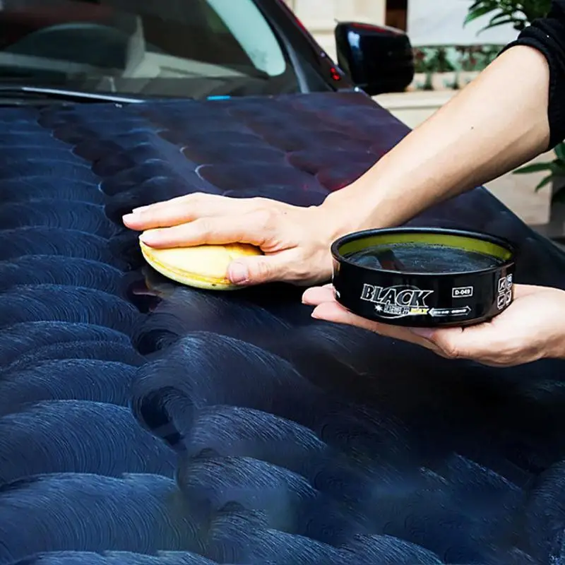 Pasta de pulido de cera negra para coche, agente reparador de arañazos, pintura de cera sólida para coche, revestimiento de mantenimiento de cuidado impermeable, 200g