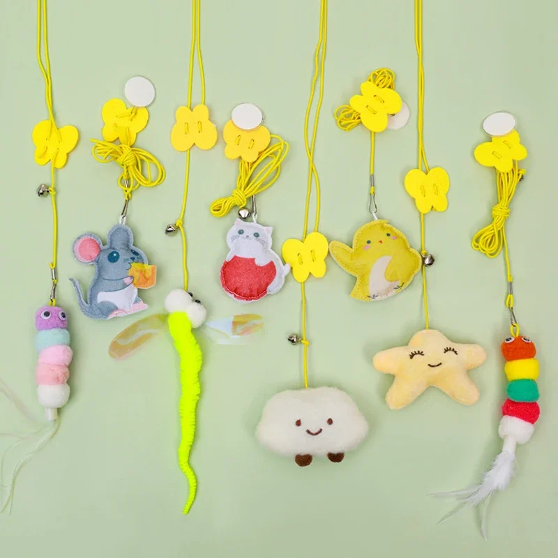 

Pet Cat Toys Indoor Hanging Bird/bug/mouse Cat Scratching Rope Toys Elastic Retractable Bell Cute Pet Interactive Toys