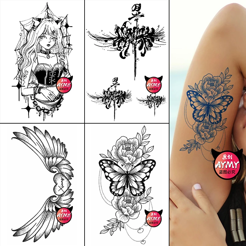 temporary tattoos woman fake sexey tattoo long-lasting Women's waterproof cute succubus dark Ephemeral fake tattoos pack kit