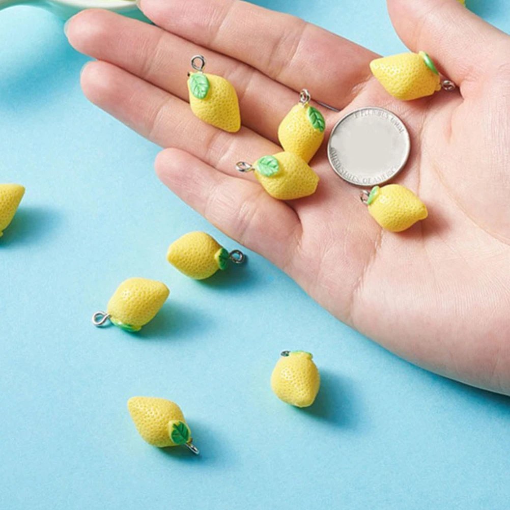 

20 Pcs Simulation Lemon Pendant Fruit Charm Charms for Jewellery Making Bracelet Friendship Earrings Jewelry Necklace Summer