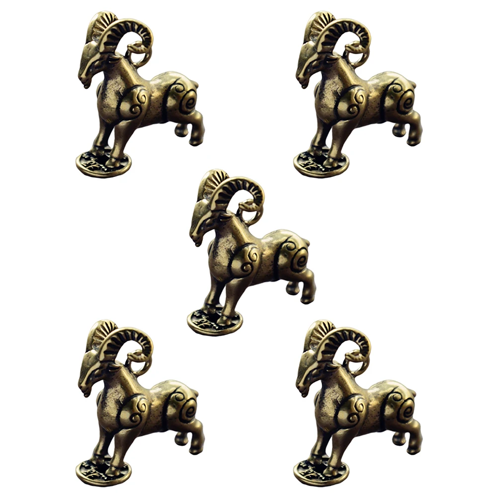 

5 Pcs Copper Sheep Ornaments Decor Creative Festival Prop Decorations
