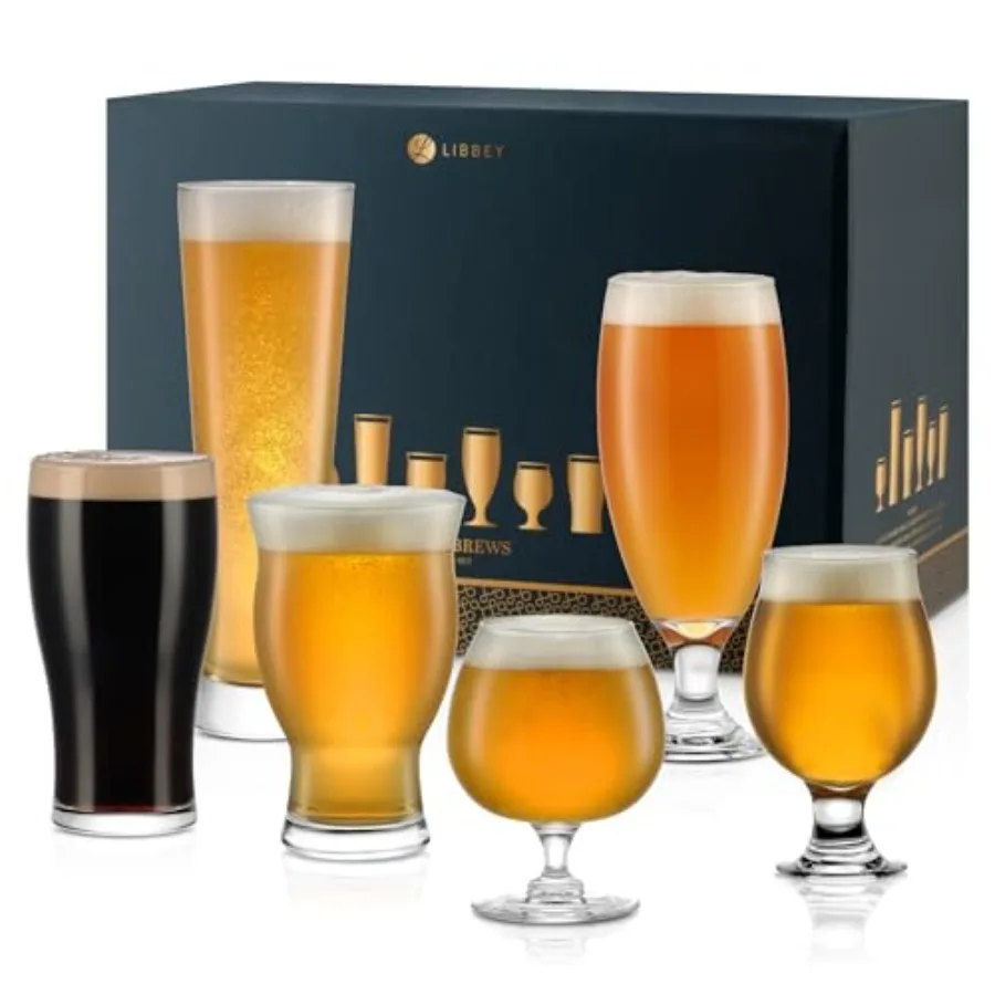 

Craft Brews Assorted Beer Glasses Set of 6 Versatile Premium Beer Glass Set Craft Beer Glasses for Pilsner Stout Lager IPA and