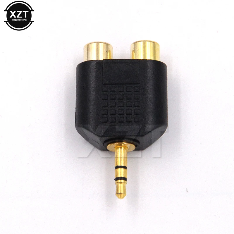 3.5Mm Stereo Male Naar 2 Rca Female Adapter Vergulde Mannelijke Jack Naar 2 Rca Female Splitter Connector Voor computer Speaker Oortelefoon