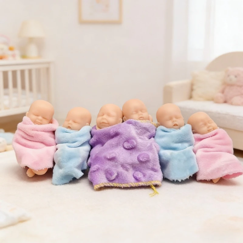 

3 inch 6pcs/set Cute Full Body Silicone Baby Dolls Lifelike Soft Silicone Toddler Mini Doll Birthday Xmas Gifts