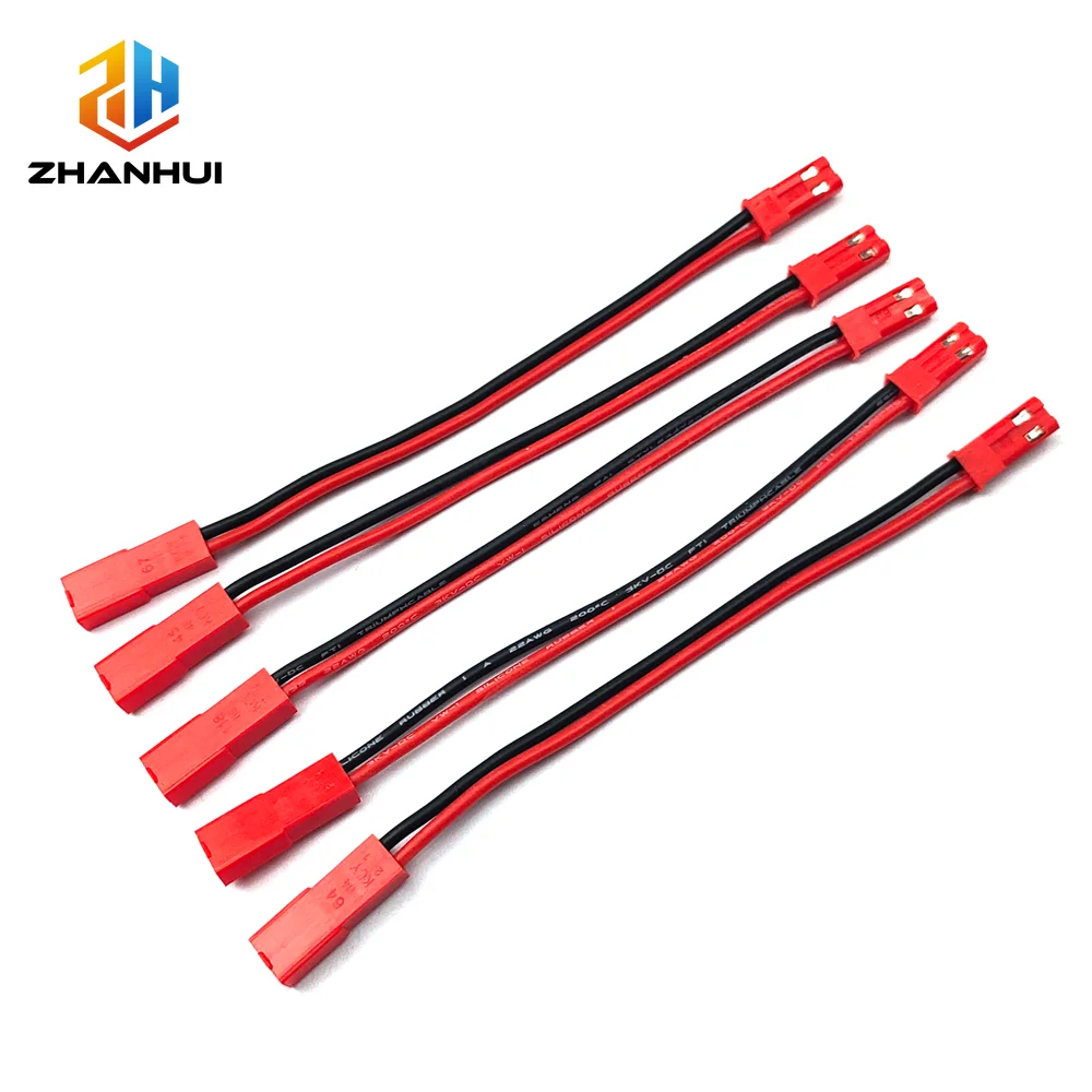 5Pcs RC JST 2-Pin Extension Cable Silicone 10/15/20cm Male-Female Plug Wire Harness for RC Car Aircraft Model