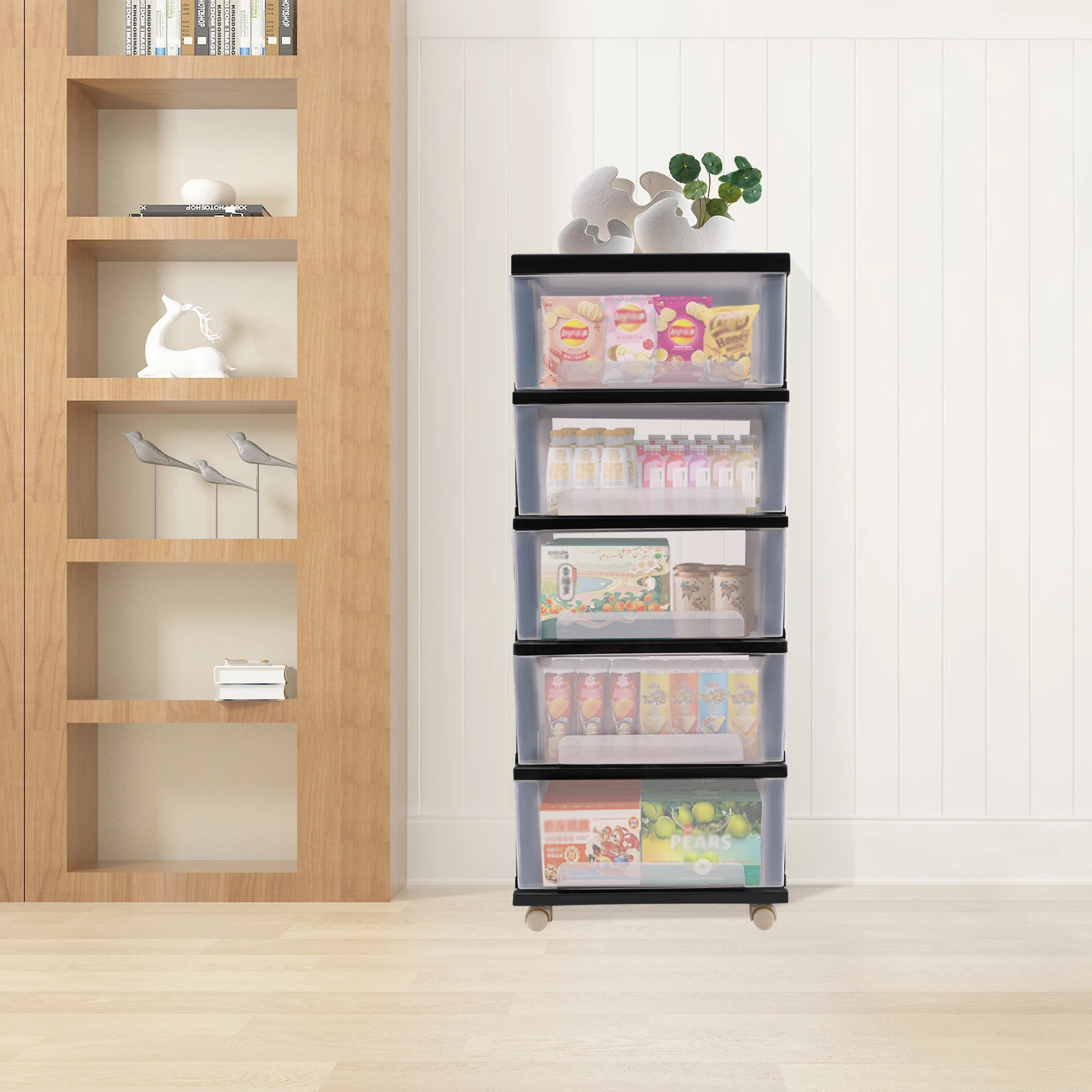 Plastic Drawers Dresser with 5 Layers Cabinet Organizer Box for Organize Books Drawing Towels Textbooks Jewelry Cosmetics