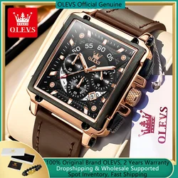 Olevs Original uhr für Herren Top Marke Luxus hohle quadratische Sport uhr Mode Leder armband wasserdichte Quarz Armbanduhr