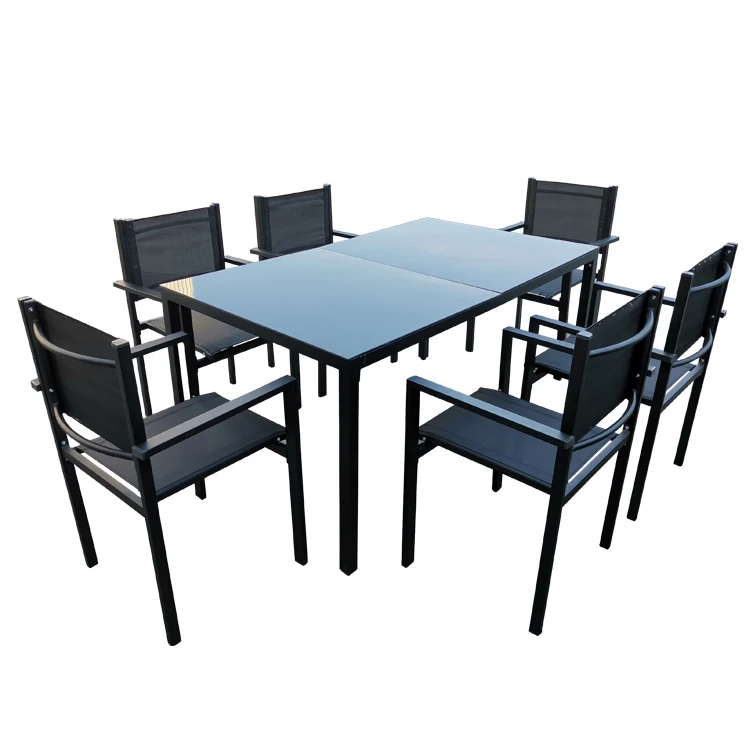 Conjunto de mesa de jantar de metal moderno jardim pátio varanda pátio escola apartamento oficina armazém parque-móveis modernos baratos