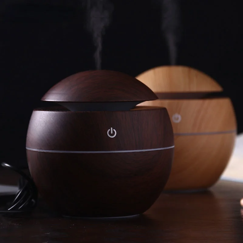 130ML Air Humidifier USB Aroma Diffuser ไม้ Grain LED Night Light น้ำมันหอมระเหย Diffuser Aromatherapy Home