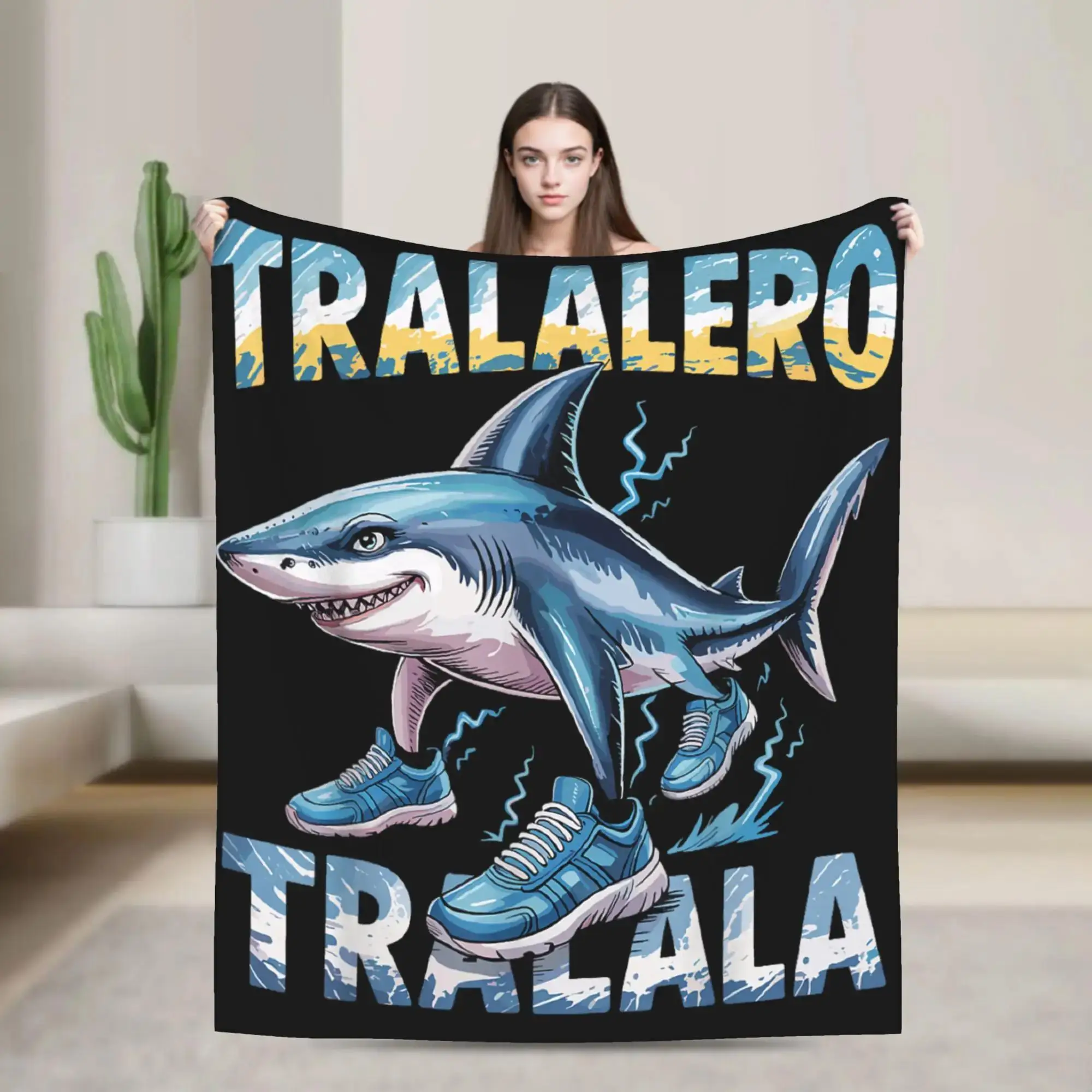 

Плед-фланель Tralalero Tralala с итальянским мемом для детей, мягкий, весенний, удобный, для кровати
