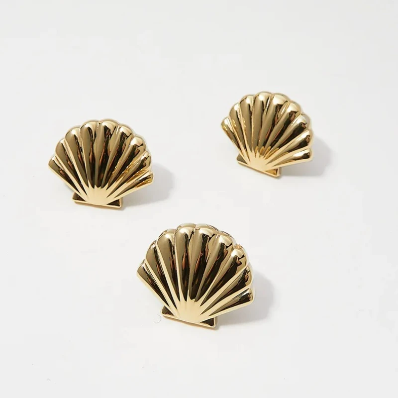 Brass Shell Creative Children's Room Silver Gold Drawer Single Hole Small Pull Handle Nordic French Cabinet Wardrobe Door Handle