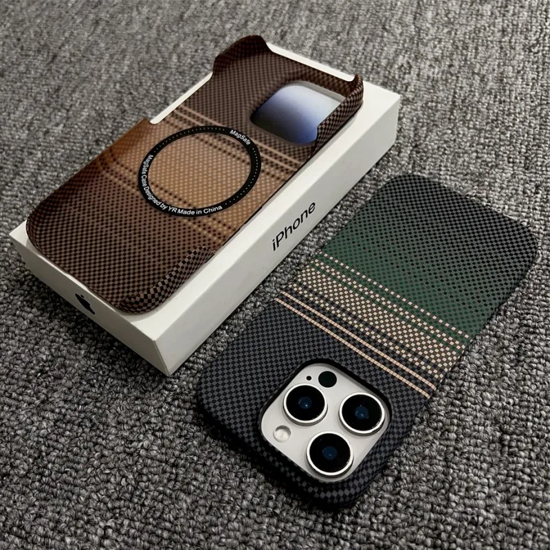 Luxury Carbon Fiber Frameless Case For iPhone 16 Plus 15 14 13 12 Pro Max Magnetic For Magsafe Wirel