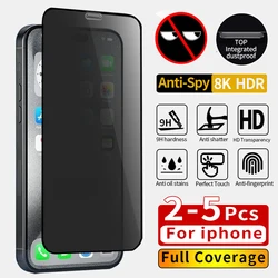 2-5Pcs Full Cover Privacy Screen Protector For iPhone 16 11 12 13 14 Pro Max Mini Anti-spy Glass For iPhone 15 Pro Xr X Xs Max