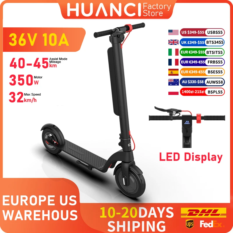 

HUANCI X8 электрические скутеры 350 Вт 25 км/ч 10 Ач складной электрический самокат 10-дюймовый электрический самокат для взрослых 36 В скутеры