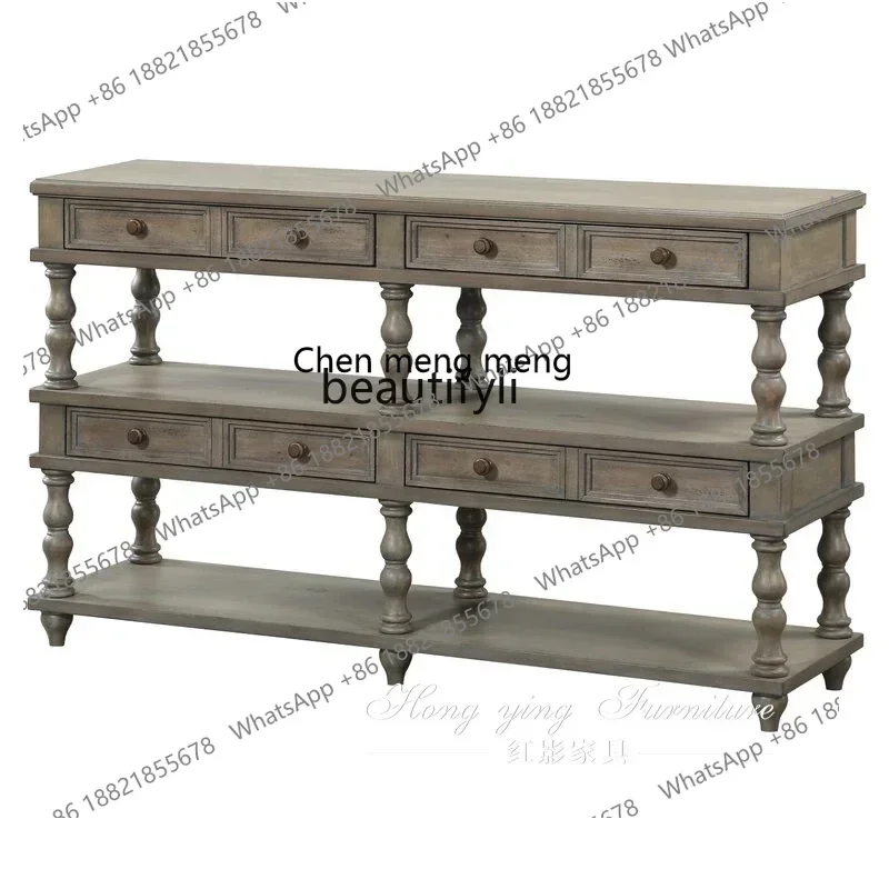 SS ss7486 بهو فرنسي خزانة مدخل كلاسيكية طاولة جانبية لتناول الطعام طاولة مدخل عتيقة، طاولة مدخل من الخشب الصلب الأمريكي