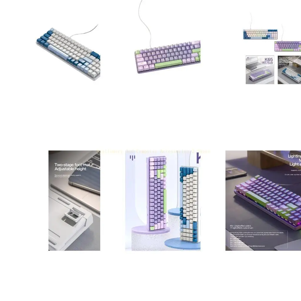 

K65 RGB Mechanical Keyboard Hot Swap 78Keys Gaming Клавиатура Два цветовой инъекции