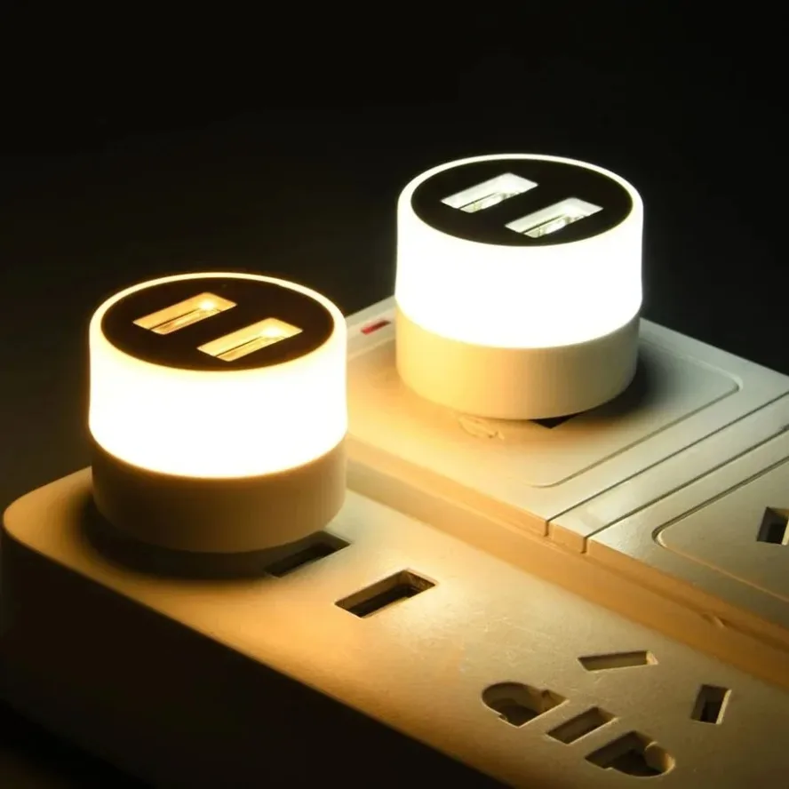 5V USB Splitter LED Night Light 2 USB Ports USB Extender Mini Night Light Plug in Bedside Lamp for Bedroom Home Decor Lighting