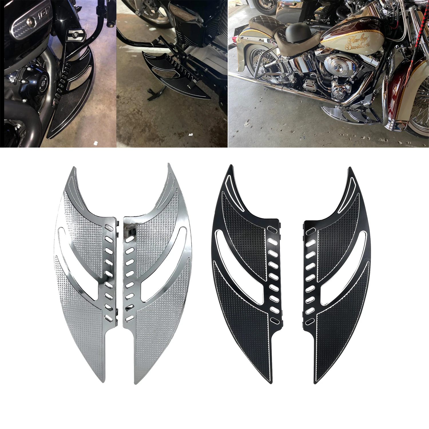 CNC Front Rider Driver Stretched Floorboards Foot Pegs Rest Padel For Harley Electra Glide FLHT Softail Dyna