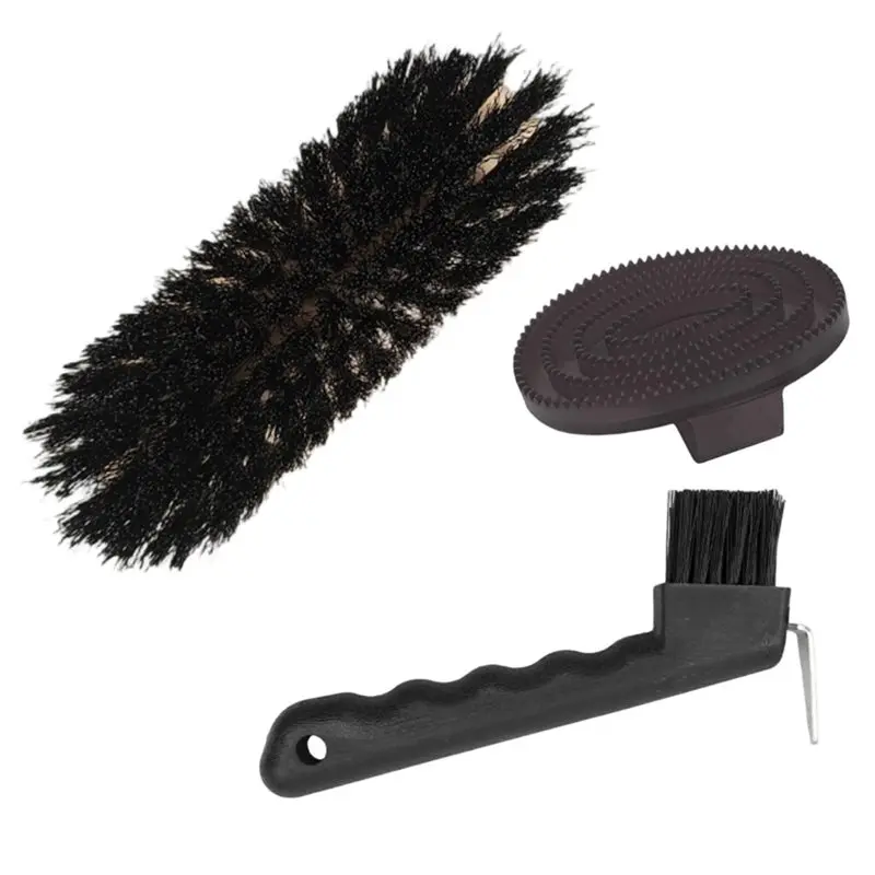 Horse Grooming 3Pcs Set Brush, Grooming Comb & Hoof Pick Horse Car E