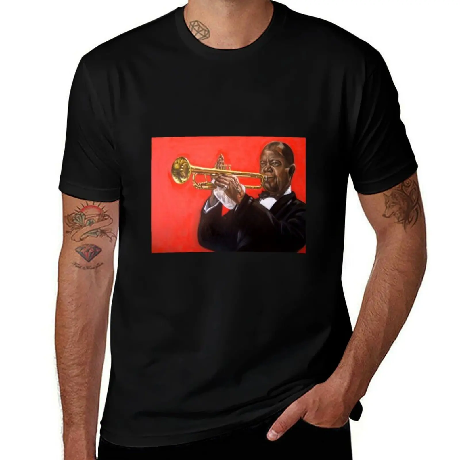 

portrait of Louis Armstrong T-Shirt boys whites Aesthetic clothing sweat anime tshirts for men