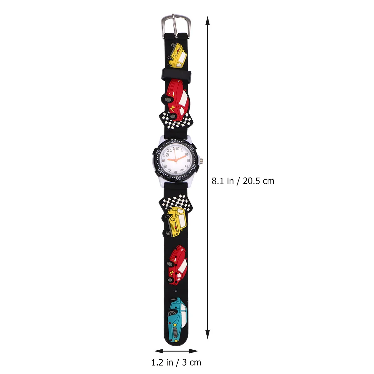 Cartoon Watch Black 3D Car Pattern Waterproof Wristwatch Creative Design Comfortable Strap 3D Watch