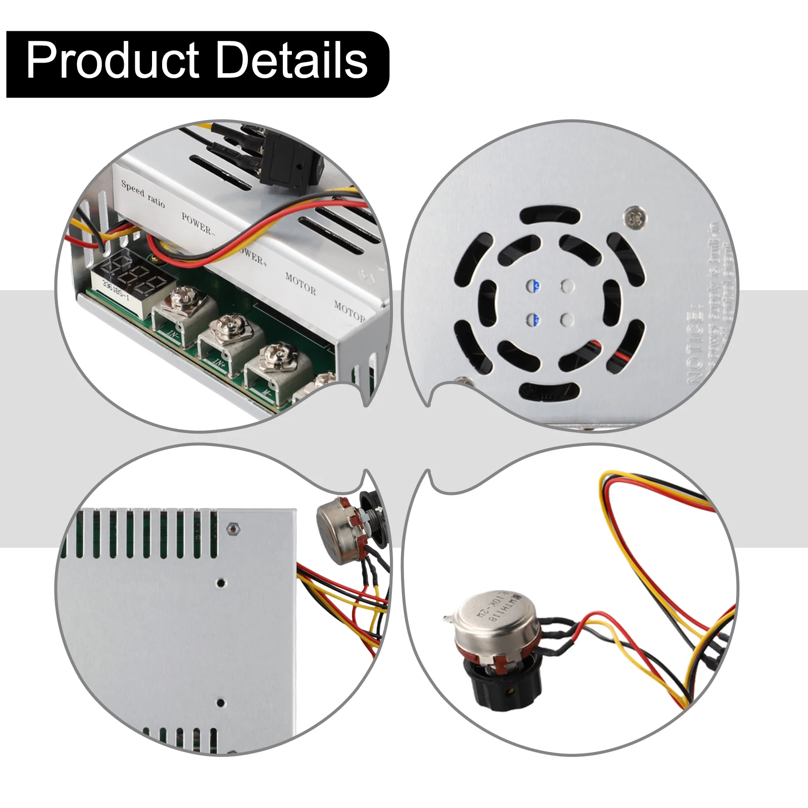 200A Industrial DC Motor Governor with Forward and Reverse Function 12-48V Potentiometer Speed Control for Brush Motor Reducer